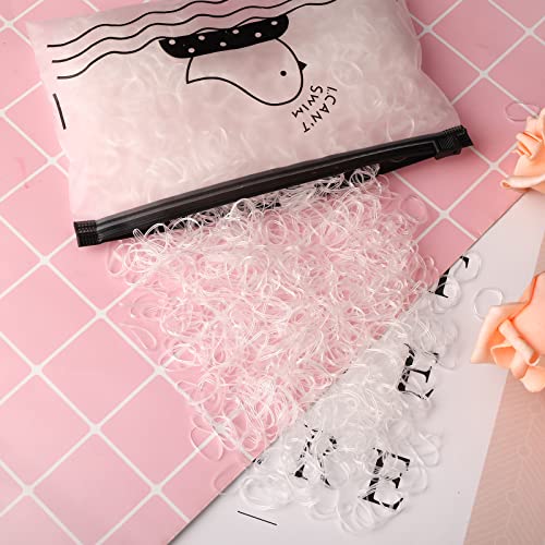 Lusofie 2500Pcs Clear Hair Elastic Bands Small Clear Elastic Hair Bands Soft Baby Elastic Hair Ties Hair Bands for Girls, Kids, Braids Hair, Wedd