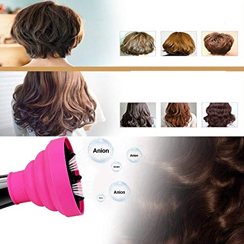 Hair Diffuser Hair Dryer Travel Collapsible Hair Dryer Portable Diffuser Curly Hair Airflow Attachment for Salon or Home Use (rose red)