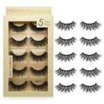 False Eyelashes 5 Pairs Reusable 3D Mink Lashes Handmade Natural Thick Fake Eyelashes Contains Stainless Steel Eyelash Tweezers (Bomb)