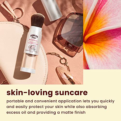 Hawaiian Tropic Mineral Powder Sunscreen Brush, SPF 30 | SPF Powder Sunscreen for Face, Brush On Sunscreen Powder for Face, Translucent Powder Su