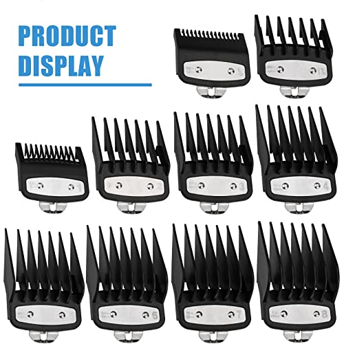 Clipper Guards for Wahl 10 Pcs, Ancable Cordless Clipper Cutting Guards for Wahl 0.5, 1, 1.5, 2, 3, 4, 5, 6, 7, 8 with Metal Clip from 1/16 Inch