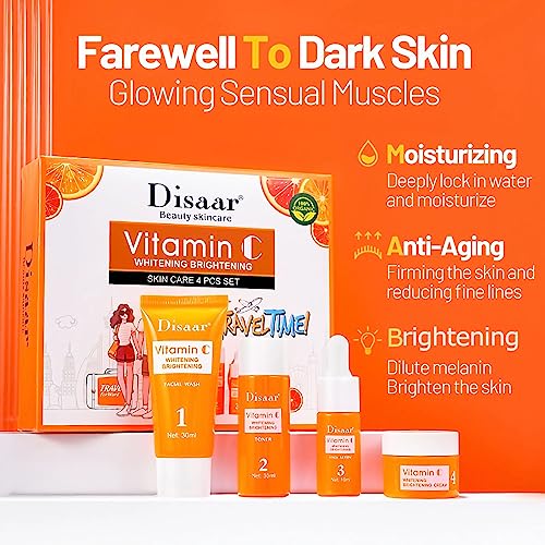 mercham Skincare Set Gifts for Teenage Girls-Vitamin C Serum for Womens Gift Sets, Includes Cleanser-Toner-Serum-Face Cream, Moisturizing & Brigh