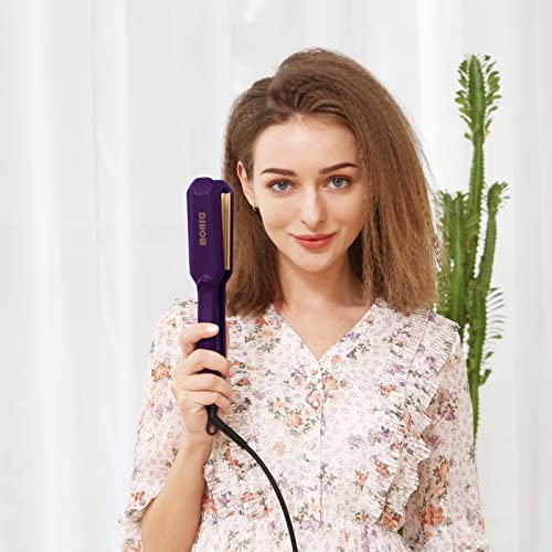 DSHOW Ceramic Hair Crimper Straightener Crepe Iron Large Plates (Purple)