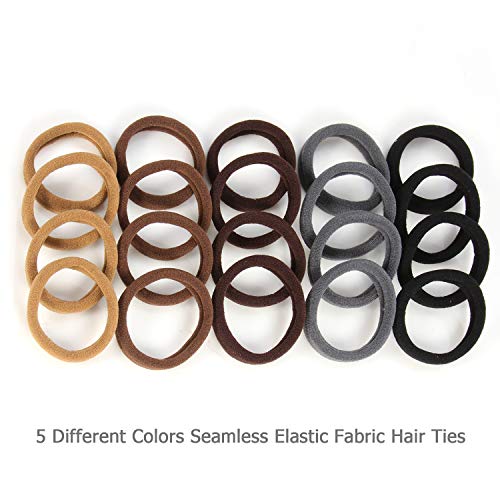 Soft Thick Seamless Cotton Hair Ties, Ponytail Scrunchies Head bands No Damage Crease for Women Girls Kids Poncytail Holder 100 Pieces (Brunette