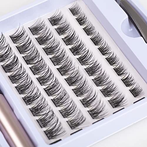Lanciley Individual Lashes 45 Clusters Lashes C Curl DIY Eyelash Extension Kit at Home for Make-up Beginner False Eyelashes with Eyelash Glue Twe