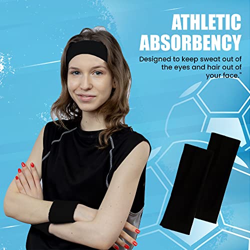 Gekvo 7cm Black Unisex Headbands for women’s hair – Stretchy Head Band for doing Workout, Yoga, Makeup, Running Headband - Breathable Hair Band f