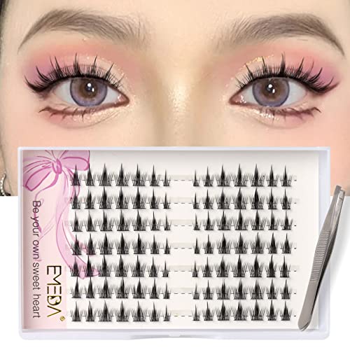 EMEDA Cluster Lashes 70 Pcs DIY False Eyelashes With Tweezers C Curl Individual Lashes 11mm 12mm 13mm 14mm Manga Lashes DIY Eyelash Extensions Th