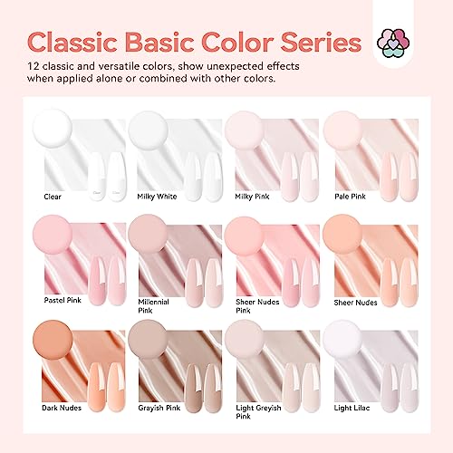 Saviland 12 Color Builder Nail Gel Set - 5-in-1 Builder Nail Gel Nail Strengthener for Thin Nails and Growth Gel Overlay Short Nail Extension Soa