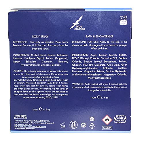 Blue Stratos Gift Set Containing 150ml Bath and Shower Gel and 150ml Deodorant Body Spray