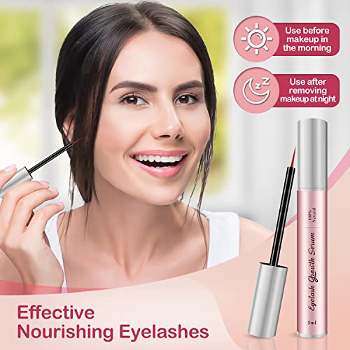 Eyelash Growth Serum, 5ML Professional Lash Growth Serum Eyelash & Eyebrow Enhancer Serum, Natural Lash Booster Eyelash Serum for Growth- Irritat