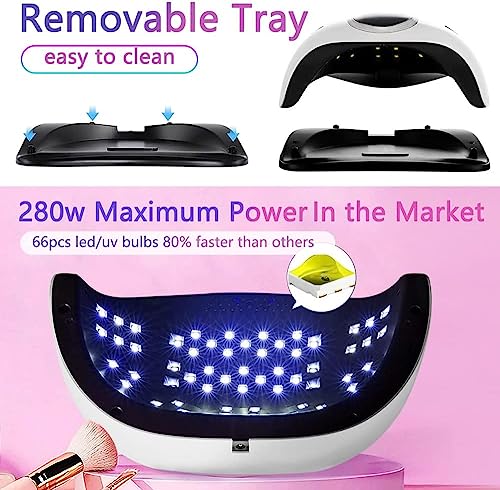 BEENLE UV LED Nail Lamp, 280W Nail Curing Lamps for Home & Salon, Professional Nail Art Tools Led Nail Dryer for Gel Polish with Automatic Sensor