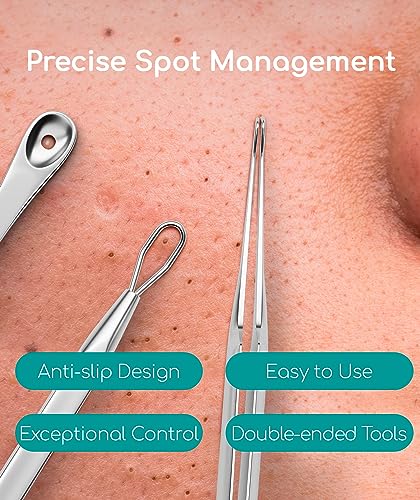 Medi Grade Blackhead Remover Tool with Blotting Paper for Oily Skin, 50-sheets - Comprehensive Pimple Popping Kit for Acne-Prone Skin with Skinca