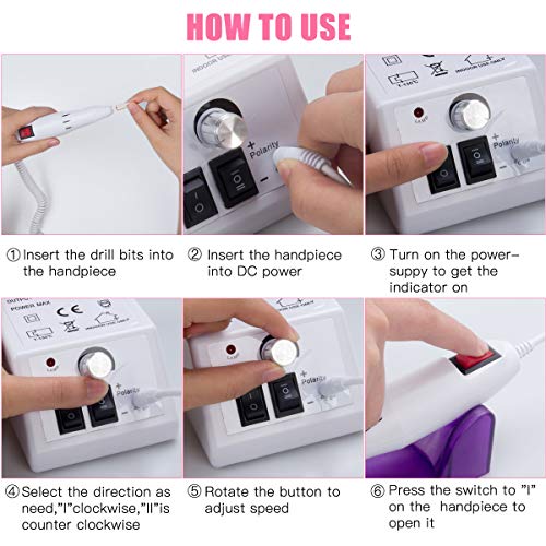 Nail Drill Machine Electric Nail File Drill Set Kit 20000RPM Cadrim Electric Nail Drill Sanding Bands Low Noise Vibration Acrylic Nails Gel Nail