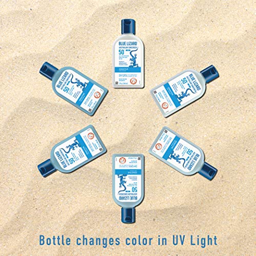 Blue Lizard Sensitive Mineral Sunscreen with Zinc Oxide, SPF 50+, Water Resistant, UVA/UVB Protection with Smart Bottle Te.