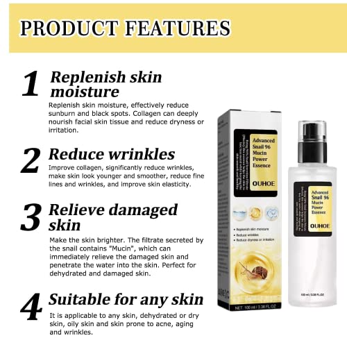 Fullcube Advanced Snail 96 Mucin Power Essence -Snail Secretion Filtrate 96% Revitalize and Moisturize with Reduce Wrinkles and Irritation,Skin R