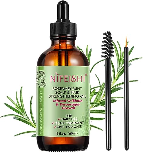 Rosemary Oil for Hair Growth, 60ml Rosemary Mint Scalp & Hair Strengthening Oil, Organic & Pure Rosemary Essential Oil with Applicator