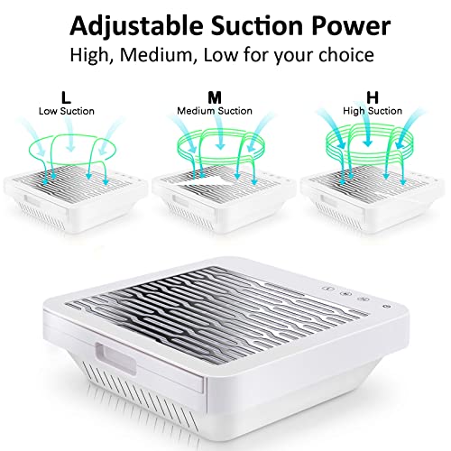 Nail Dust Collector, Adjustable Suction, Professional Nail Vacuum Dust Collector Dust Extractor for Acrylic Nails Extension Gel Dip Powder Remova