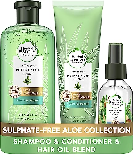 Herbal Essences Sulfate Free Shampoo and Conditioner Set, With Argan Oil for Dry & Curly Hair, Gifts for Women 380ml/275ml/100ml