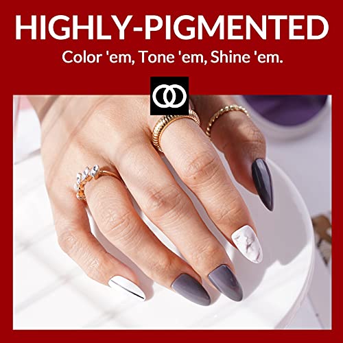 LagunaMoon™ Gel Nail Polish Set - 6 Colours Red Purple Grey Black White Pink Pigmented High-Shine Kit Gel Polish for Salon Quality DIY Nails - UV
