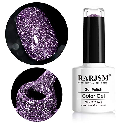 RARJSM Silver Glitter Gel Nail Polish Sparkle Nail Gel Varnish Requires Drying Under UV LED Lamp for Women Spring Summer Nail UV Beauty Art Desig