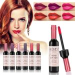 ELAIMEI Wine Lip Tint, 6 Colors Long Lasting Waterproof Matte Lip Tint Set, Liquid Lip Tint Wine Bottle Lip Gloss Set, Wine Lipstick, Natural Moi