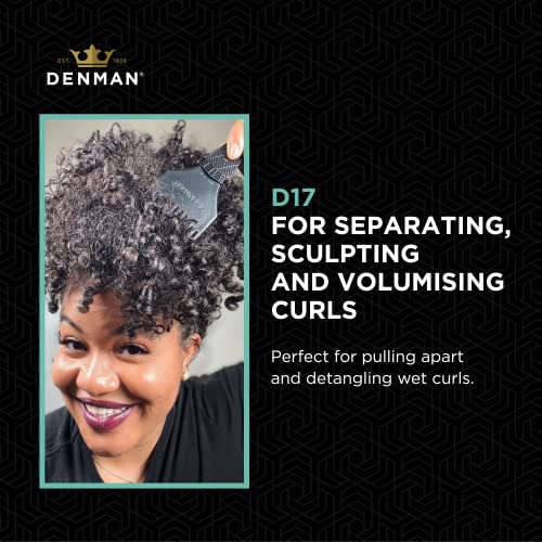 Jack Dean by Denman (Black) Curl Volumiser Comb for Separating, Styling, Defining, Enhancing & Boosting Curls (D17)