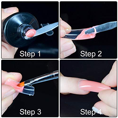 QINREN Dual-ended Polygel Brush & Picker, Stainless Steel 2 In 1 Polygel Nail Brush Gel Manicure Nail Tool for Polyol UV Acrylic Nails Extension
