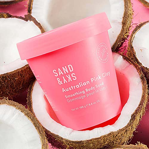 Sand & Sky Australian Pink Clay Smoothing Body Sand. Organic Exfoliating Body Scrub