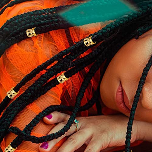 LEBQ 50 Pieces Aluminum Dread Locks Adjustable Metal Cuffs Dreadlocks Beads Braiding Hair Decorations (Gold)