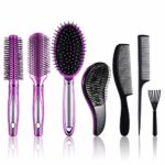 SIQUK 7 Pcs Hair Brush Set Paddle Brush Round Brush Detangle Hair Brush and Combs Wet Dry Brush for Women Men Hair Styling