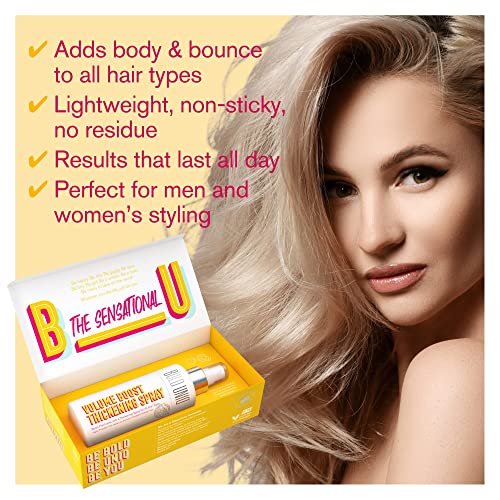 Volumising Hair Thickening Texture Spray - Thicker Hair on 1st Use, For Fine, Flat & Thin Hair, Volume Products For Women & Men, Adds Texture & B