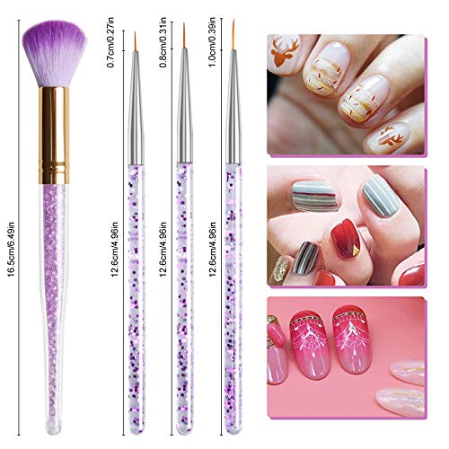 Kalolary 22pcs UV Gel Nail Art Brush Set, Acrylic Nail Art Dust Brush Nail Art Dotting Pen Nail Painting Brush Pen Nail Art Tips Builder Brush Ge