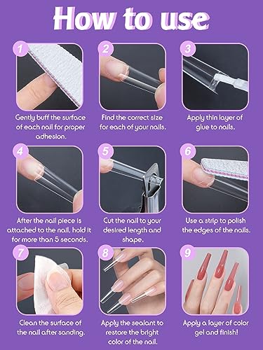 Kalolary Clear Extra Long False Nail Tips, 550PCS XXL Long Nail Tips Half Cover French False Nail Acrylic Fake Nail Tips with Box, for Nail Salon