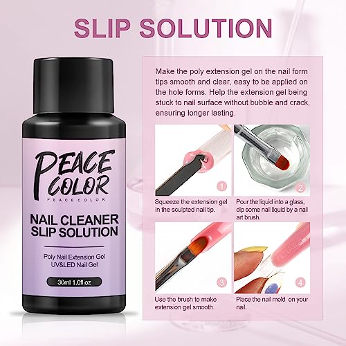 Slip Solution Kit, 30ML Extender Gel Nail Builder Kit, Poly Nail Gel Nail Extension Clear Liquid Solution Anti-stick Tools with Nail Art Brush St