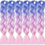 LDMY Hair for Braiding-Jumbo Braids, Long Colorful Ombre Pink Purple Jumbo Braiding Hair Extensions Kanekalon Jumbo Braid Wigs for Women Syntheti