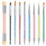 9 Pcs Nail Art Brushes, Nail Brush for Nail Art, Nails Dotting Drawing Painting Liner Design Brushes Pens Tools for Diy Gel Nail Art Design, with