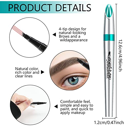 Eyebrow Pencil Microblading Eyebrow Pen with 4 Micro-Fork Tip Long Lasting Waterproof Eyebrow Makeup Looks Like Hair Defined Natural Beauty Profe