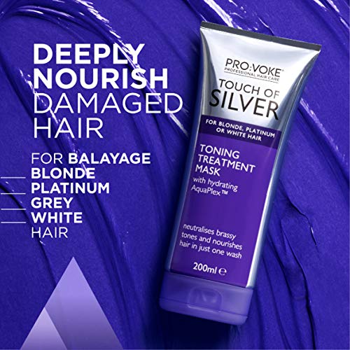 PRO:VOKE Touch of Silver Toning Treatment Mask 200ml | Purple Conditioner for Blonde, Platinum, White or Grey hair | Purple Shampoo Alternative t