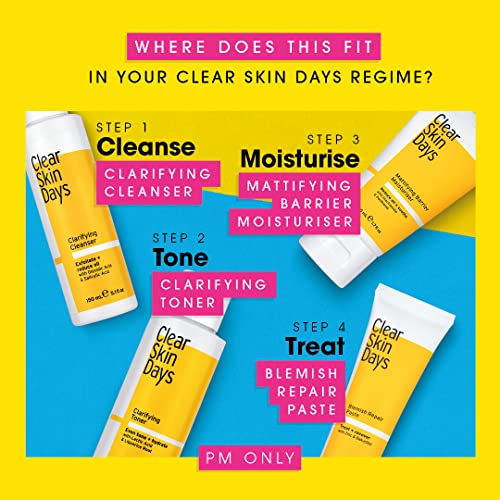 Clear Skin Days Blemish Treatment Cream - Overnight Spot & Acne Treatment for Face - with Salicylic Acid & Zinc - Calm Aggravated Skin, Treat Ble