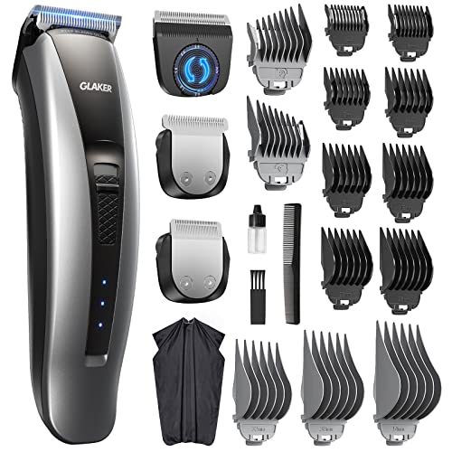 GLAKER Hair Clippers for Men Cordless - 3 in 1 Hair Trimmer with 13 Guards, 3 Detachable Blades & Turbo Motor, Professional Mens Beard Grooming K