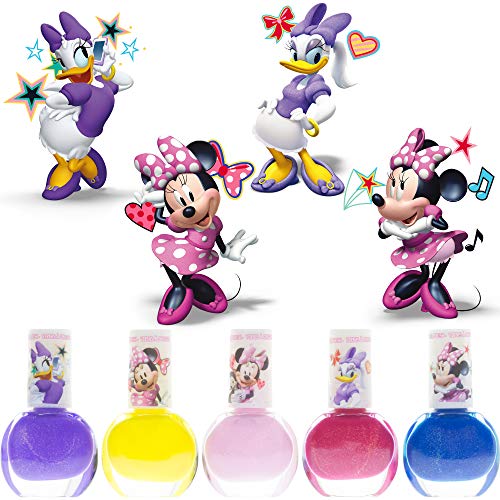 Disney Minnie Mouse - Townley Girl Non-Toxic Water Based Peel-Off Nail Polish Set with Glittery and Opaque Colors for Ages 3+, Perfect for Partie