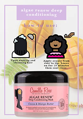 Camille Rose Algae Renew Deep Conditioner 240ml - Vitamin Formula. Blue Green Algae & Mango Butter. Detangles, Nourishes and Strengthens.