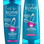 L'Oreal Elvive Fibrology Thickening Shampoo & Conditioner Set for Fine, Thin Hair, 400ml bottle of each