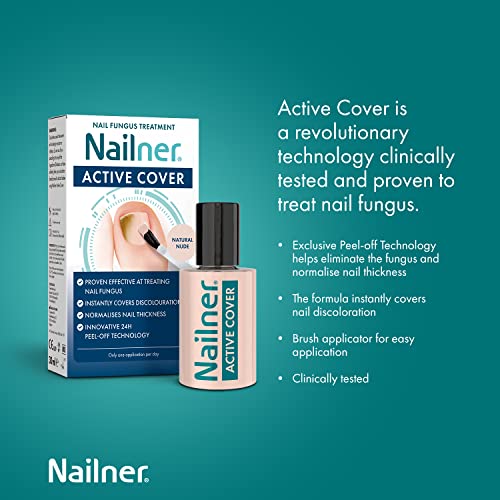 Nailner Active Cover - Nail Fungus Treatment - Instantly Covers Discoloured Nails - Innovative 24 Hour Peel Off Technology - Nude - 30ml