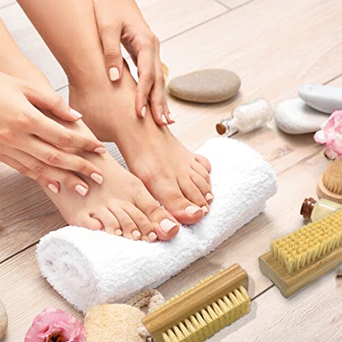 Double Side Bamboo Cleaning Nail Brush, Double Side Firm Nail Scrub Brushes for Men Women Manicure Pedicure (2 PCS)