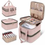 Yarwo Nail Polish Organiser Fits a Nail Lamp with 2 Adjustable Dividers (Holds 72 Bottles), Detachable Storage Nail Polish Case for Nail Varnish