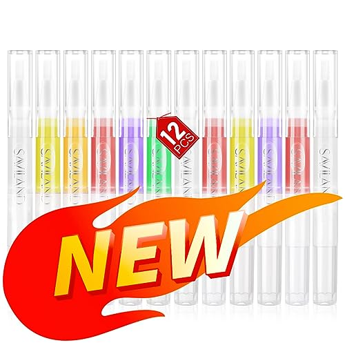 Saviland 6Pcs Cuticle Oil Pen - Cuticle Oil for Nail Care, Fruity Natural Ingredients Nail Oil Pen, Nail Strengthener Oil for Nail Smoothing, Nou