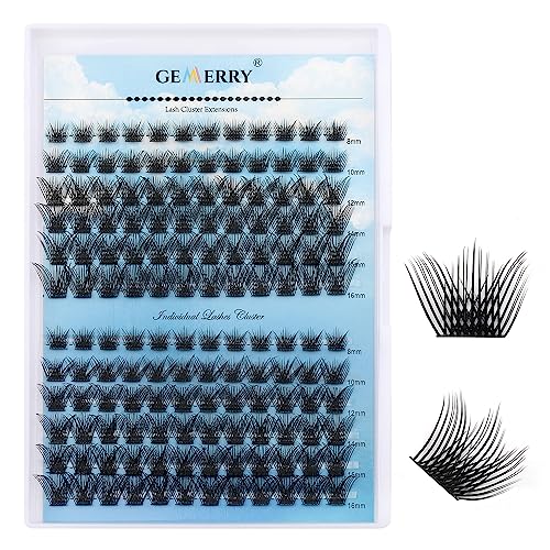 Cluster Eyelash Extensions 240pcs Cluster Lashes Individual Lashes D Curl 30D 40D 0.07mm 8-16mm Mix Ribbon Lashes Wide Stem Natural Lashes DIY La