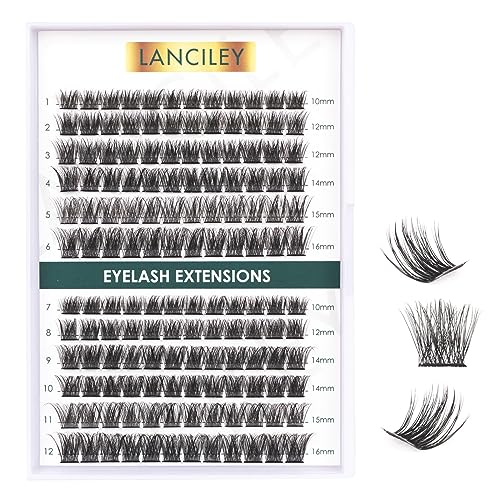 Lanciley Individual Lashes 45 Clusters Lashes CC Curl DIY Eyelash Extension Kit at Home for Make-up Beginner False Eyelashes with Eyelash Glue Tw
