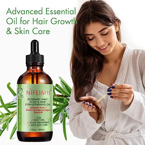 Rosemary Oil for Hair Growth, Organic Rosemary Hair Growth Oil Nourishes Hair, Rosemary Essential Oil for Skin, Face, Eyebrow and Eyelash Growth,